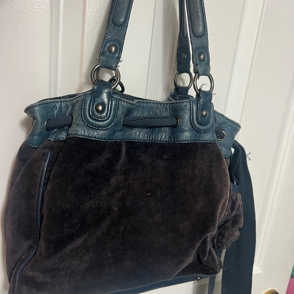 Vintage Juicy Couture Blue Suede Tote Bag - Picture 6 of 11